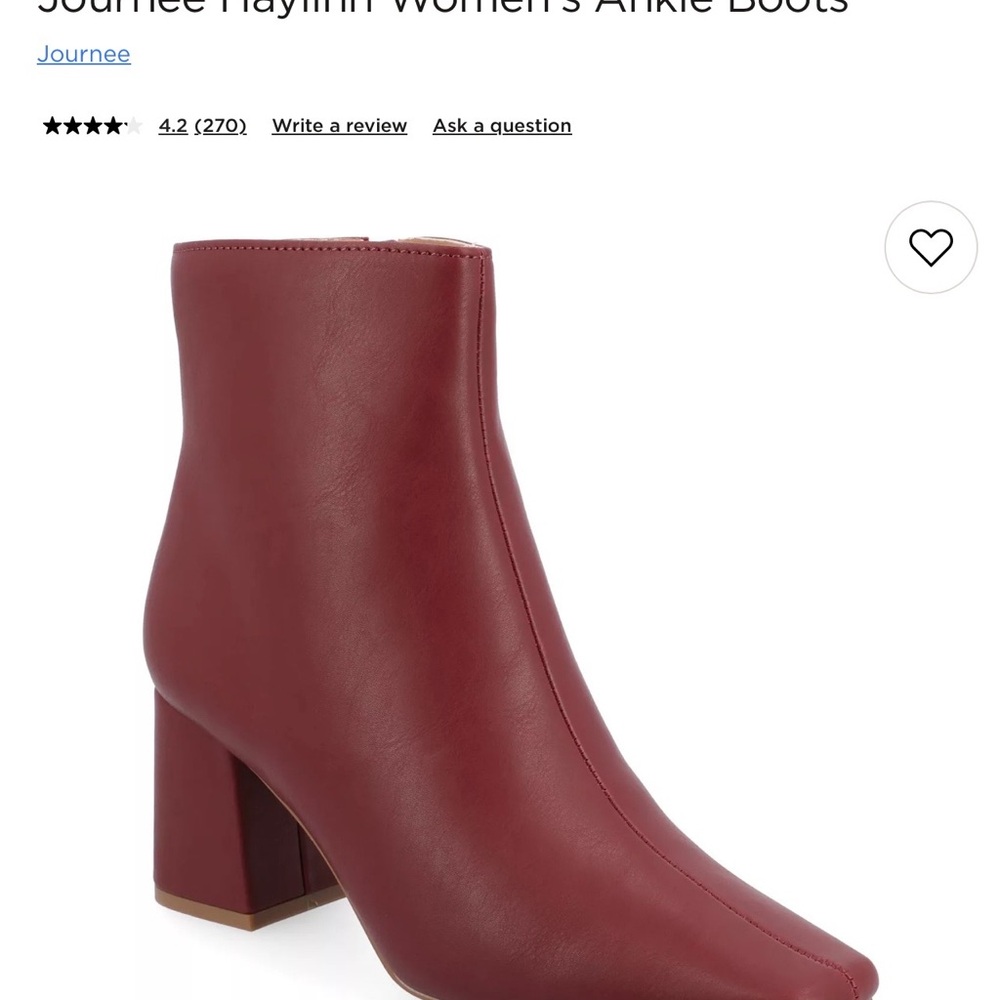 Journee Collection Women's Burgundy Ankle Boots. New in box. Size 8
